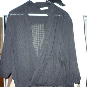 black Lareine coverup top M sheer 3/4 sleeves